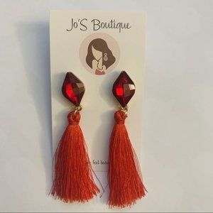 3 x $12 Red tassel earrings